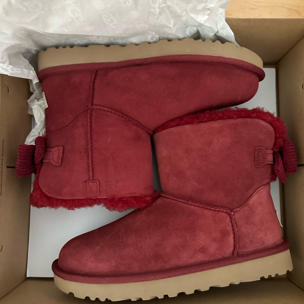 Maroon Ugg Boots with Bow
